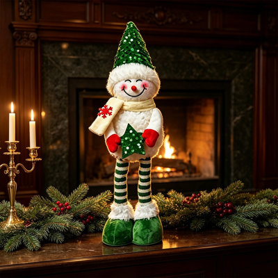 Décorations de Noël 1 pièce Ornement de bonhomme de neige rétractable Mignon ornement de décoration de cadeau de Noël hauteur d'environ 20 à 15 po