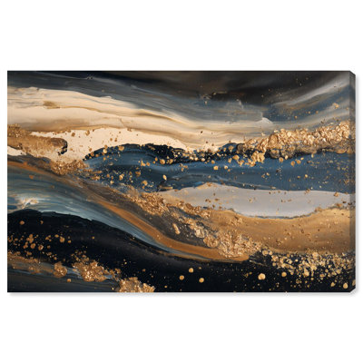 River of Gold I Canvas Print Boho Gold Wall Art by Art Remedy, Gallery Wrapped, 15 x 10