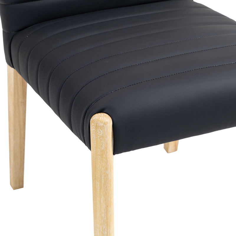 Chaise d'appoint en cuir Aimee, Cuir végétalien noir, Naturel
