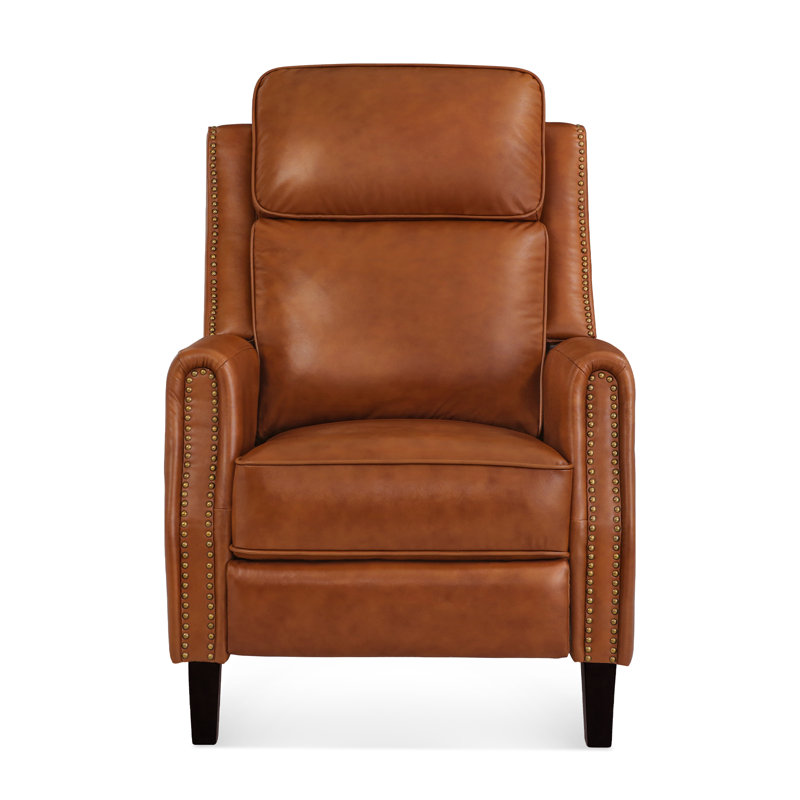 Fauteuil inclinable en cuir véritable Kindalyn, Camel