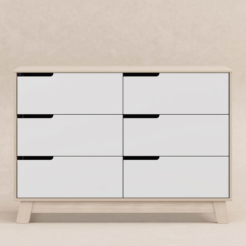 Hudson 6 Drawer 48" W Double Dresser, Washed Natural/White