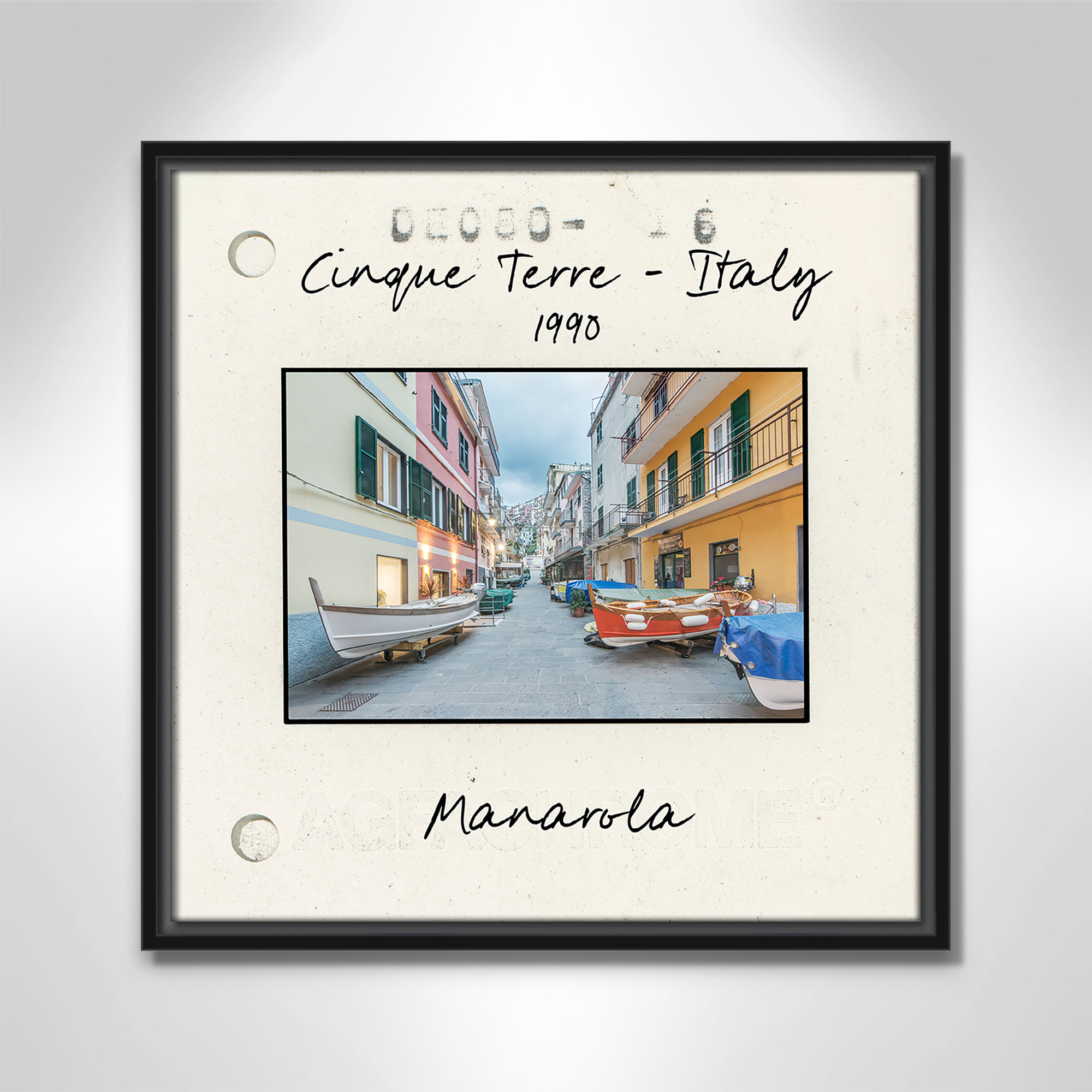Cinque Terre, Italy - Manarola Print by Danita Delmont, Black Floater Framed Canvas, 17.5" H x 17.5" W x 2" D