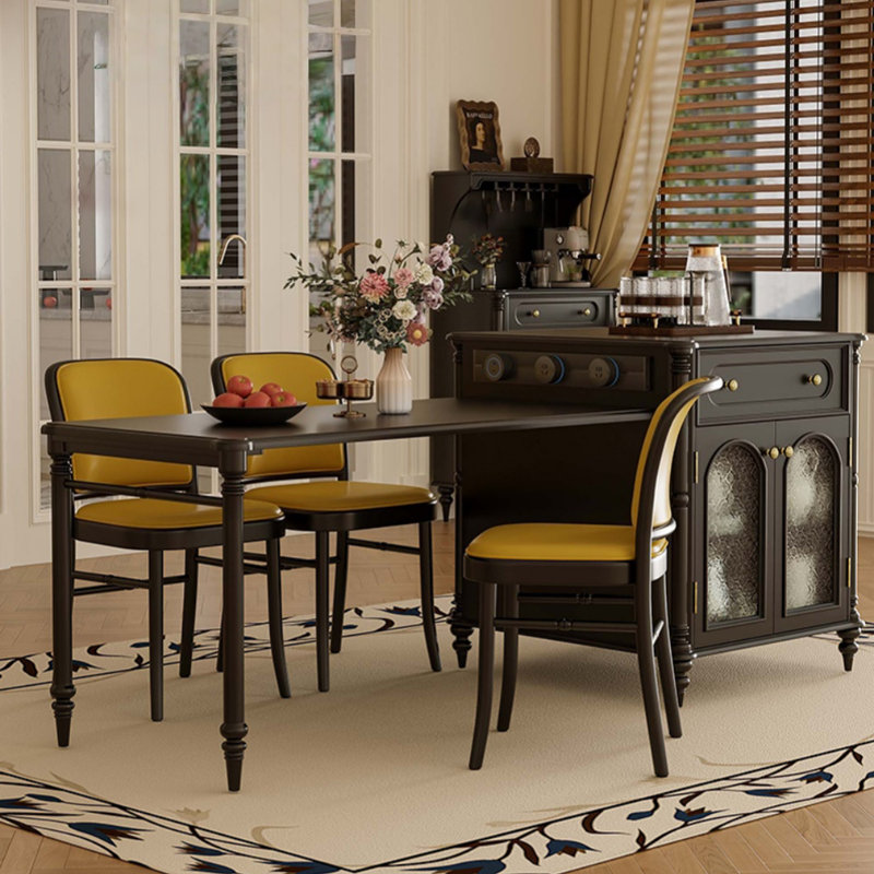 American Retro Solid Wood Black Dining Table