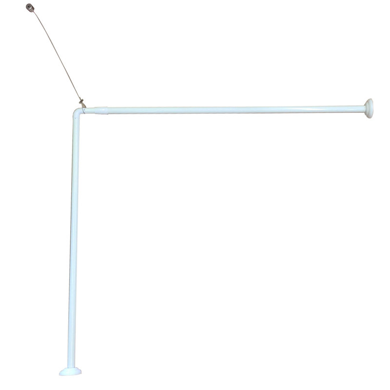 Tringle de rideau de baignoire murale en L réglable en angle 37 à 71L - largeur 31,5 blanc