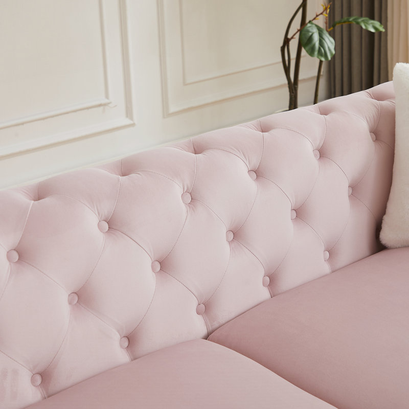 Canapé moderne pour le salon, Rose, H 30,25 po x l 82,5 po x P 32,75 po