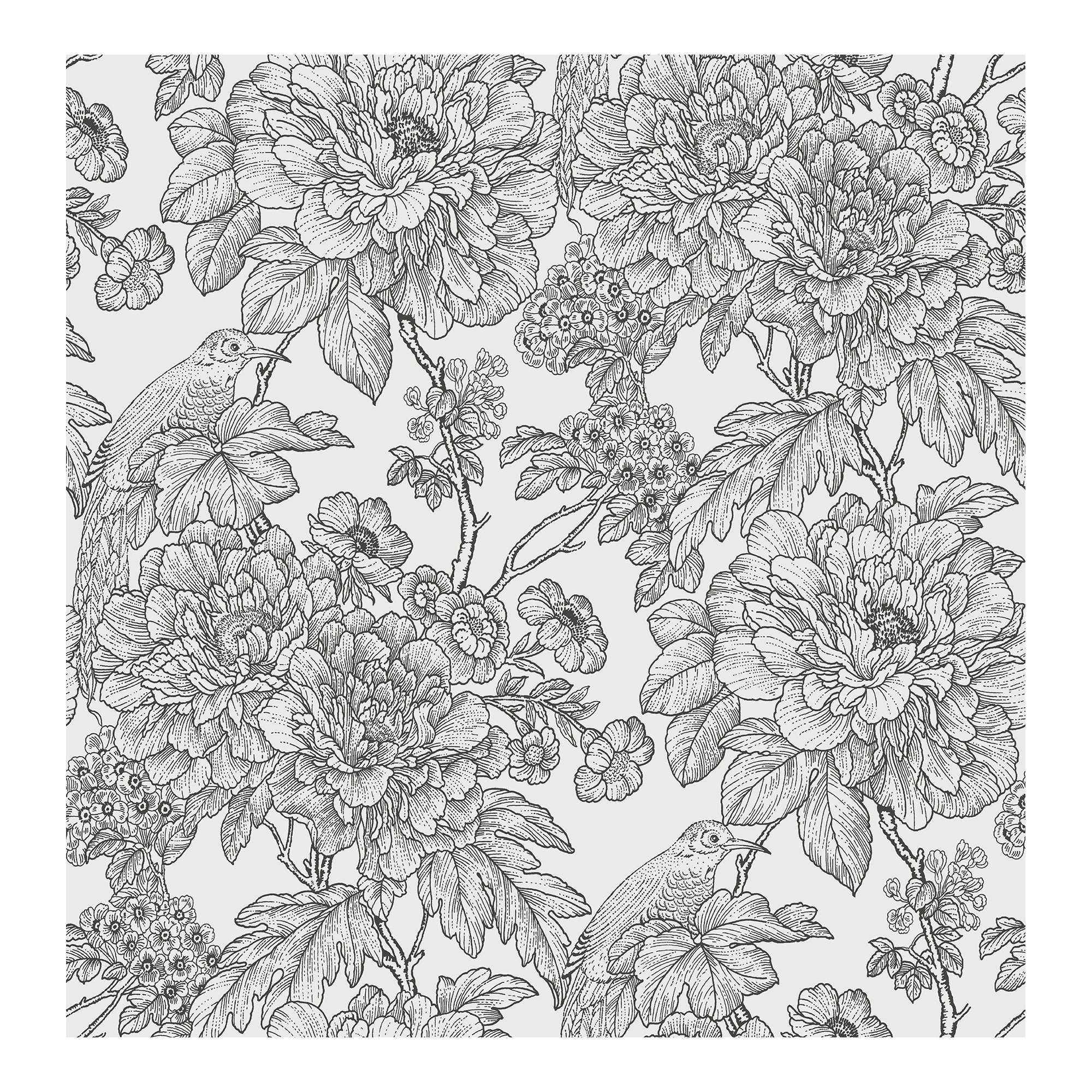 Viola Floral Wallpaper, Black