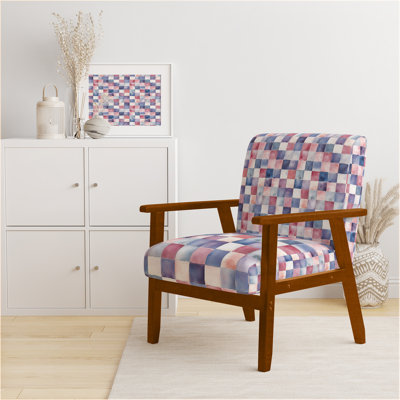 Fauteuil rembourré à carreaux rouge et bleu Country Farmhouse