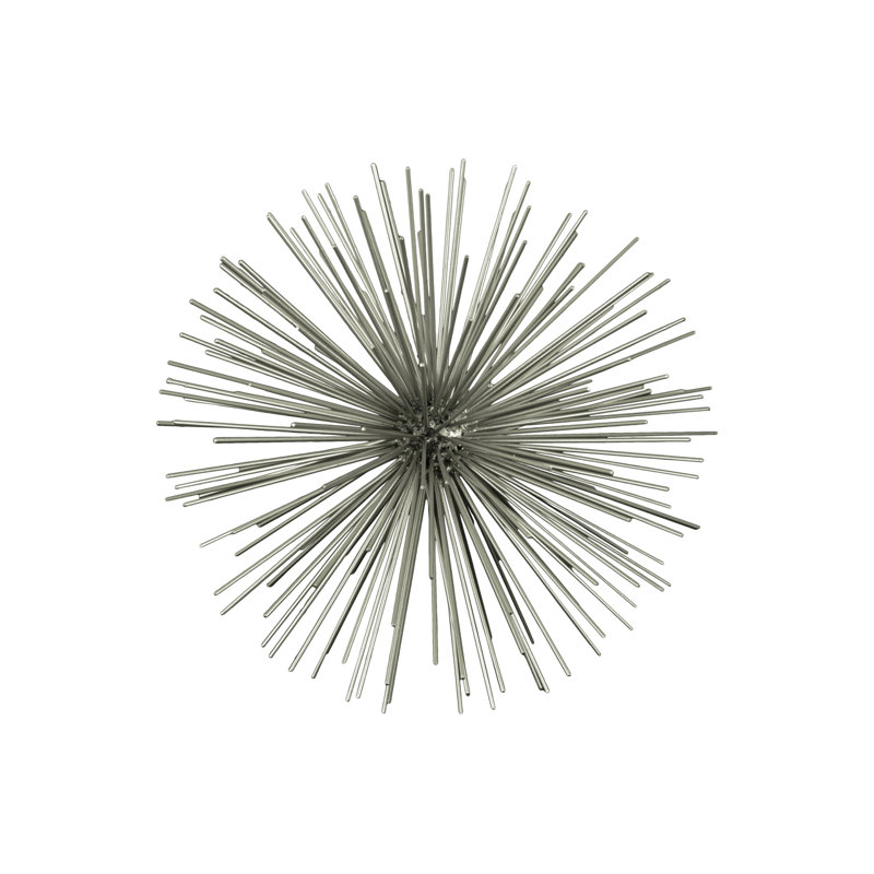 Erizo Spiked Large Sphere, 6" H x 6" W x 6" D, Silver