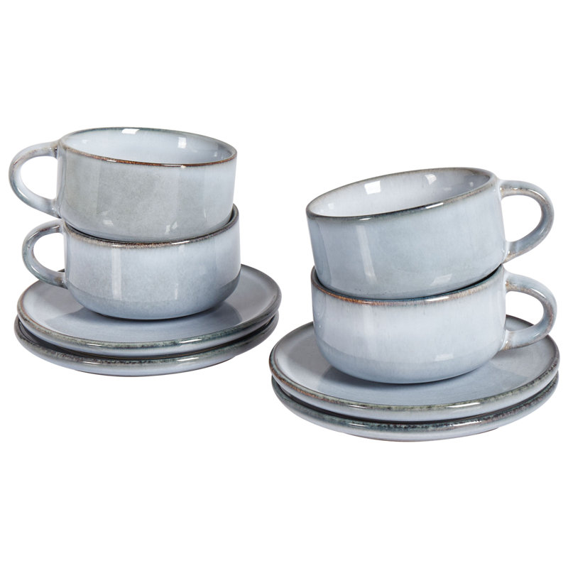 Handmade Stoneware Teacup and Saucer