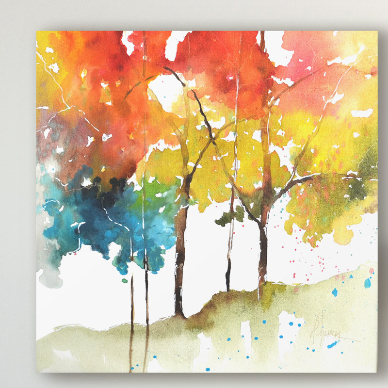 « arc ciel ii », reproduction de peinture à l’aquarelle sur toile tendue, H 18 po x l 18 po x P 2 po