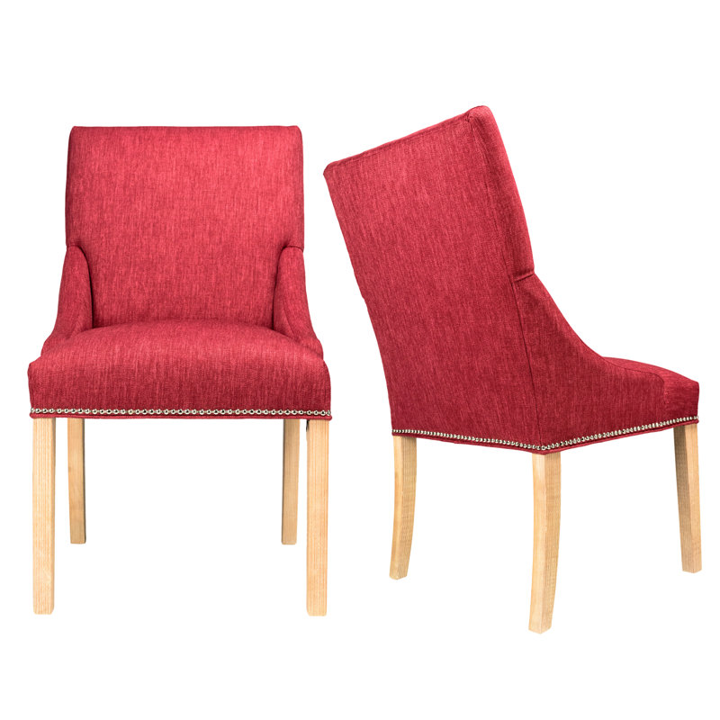 Chaise parsons rembourrée Anaisia, Naturel, Rubis