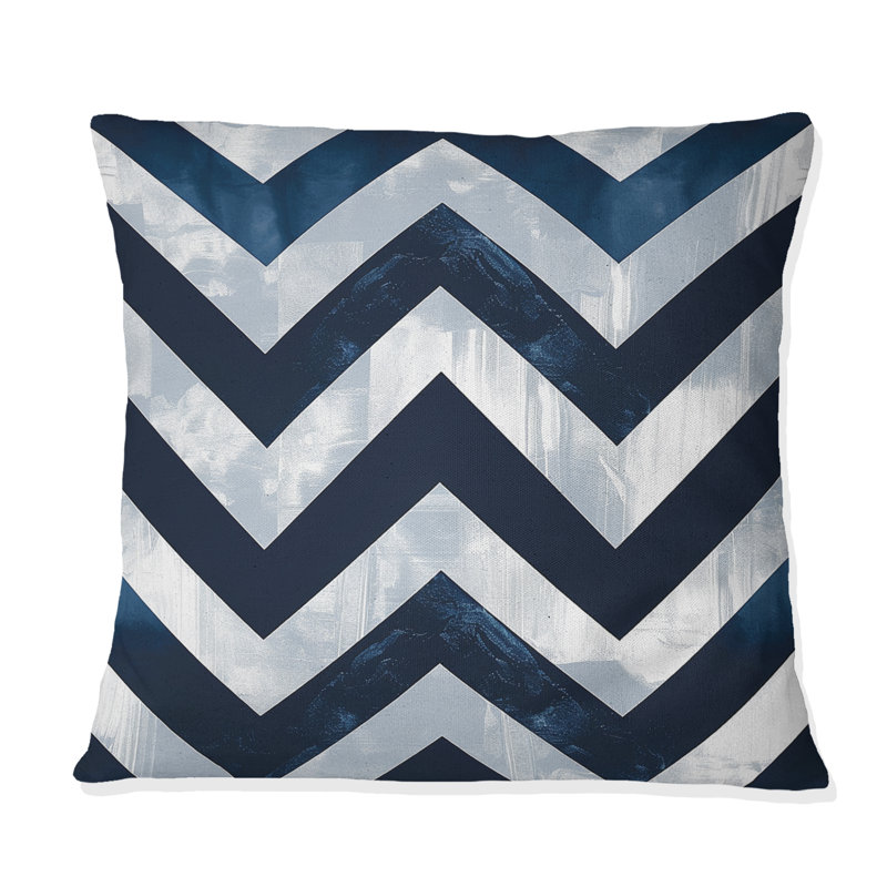 Blue Chevron Glam II - Coussin décoratif transitionnel, H 18 po x l 18 po