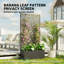Boîte à fleurs en métal avec treillis, lit de jardin surélevé de 71 po de hauteur avec écran d'intimité et trous de drainage, découpes en feuille de bananier