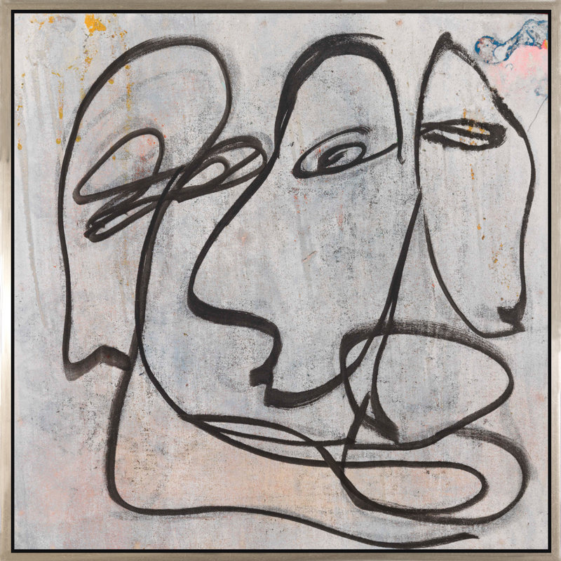 Faces Of Life III Painting, 24" H x 24" W, Silver Framed