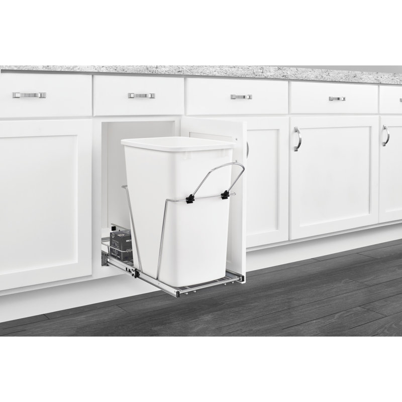 Rev-A-Shelf Pullout Trash Can 35 qt. for Kitchen Cabinets , White