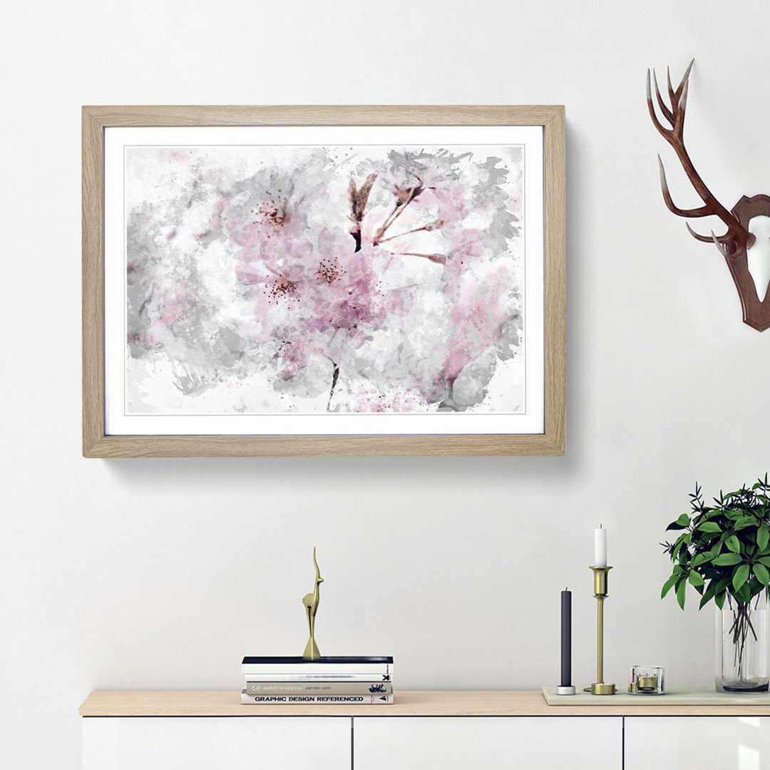 A Pretty Pink Cherry Blossom Tree in Abstract - Framed Print