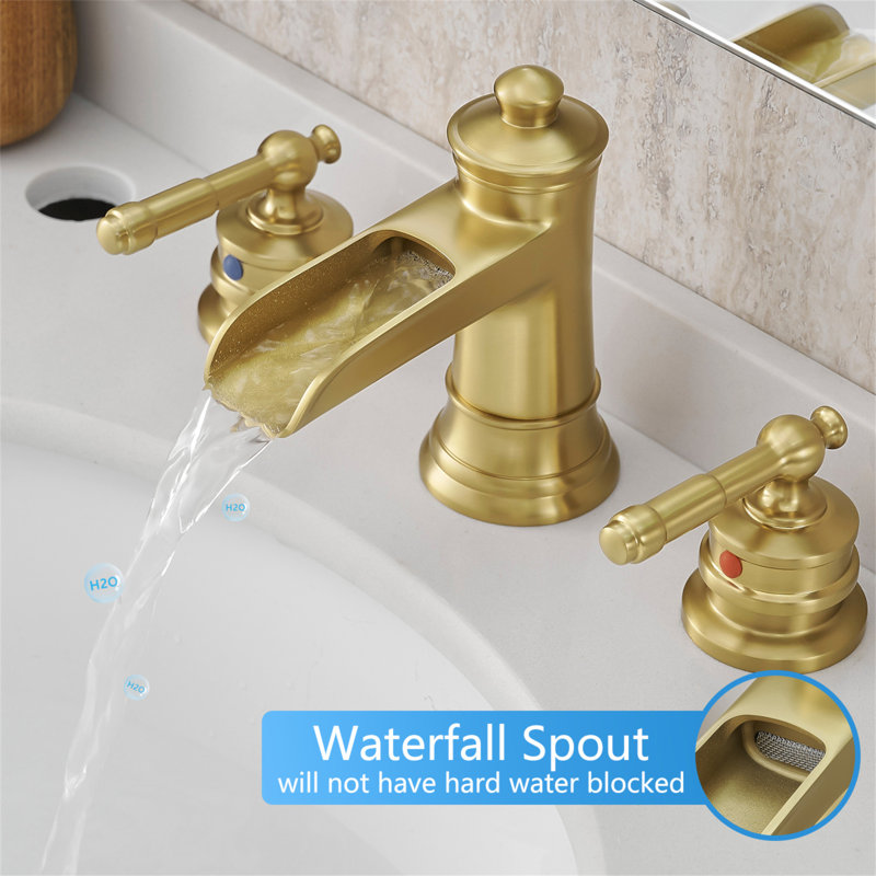 Bathroom Faucets For Sink 3 Hole 8 Inch Widespread Bathroom Sink Faucet With Pop Up Drain Double Lever Handle Faucet Bathroom Vanity Faucet Basin Mixer Tap Faucet With Hose