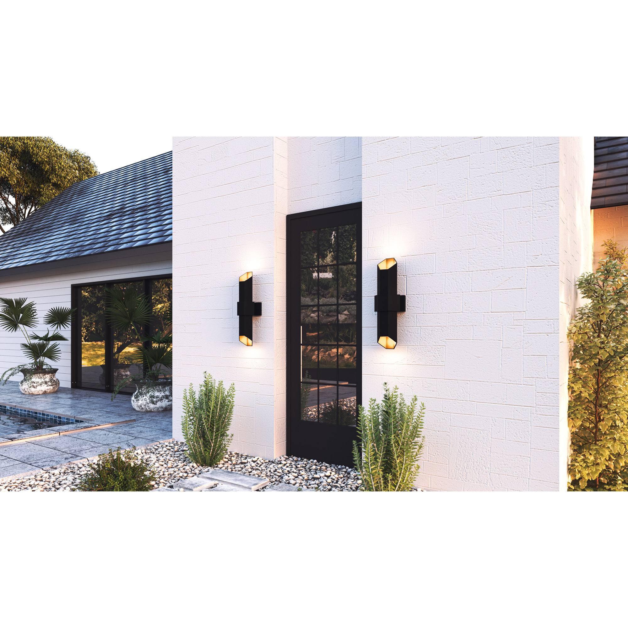 Betton Novelty Outdoor Aluminum LED Wall Light, 12 W, Matte Black, 20.5" H x 6.75" W x 5" D
