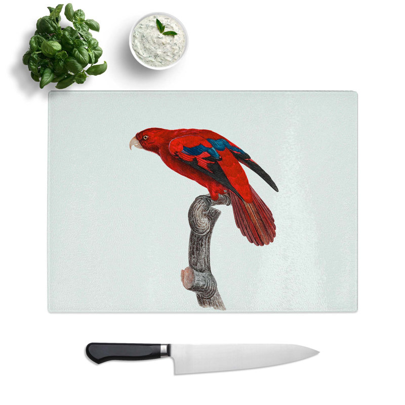 Tempered Glass Lory by F. Levaillant Chopping Board, 39 cm W x 28.5 cm L