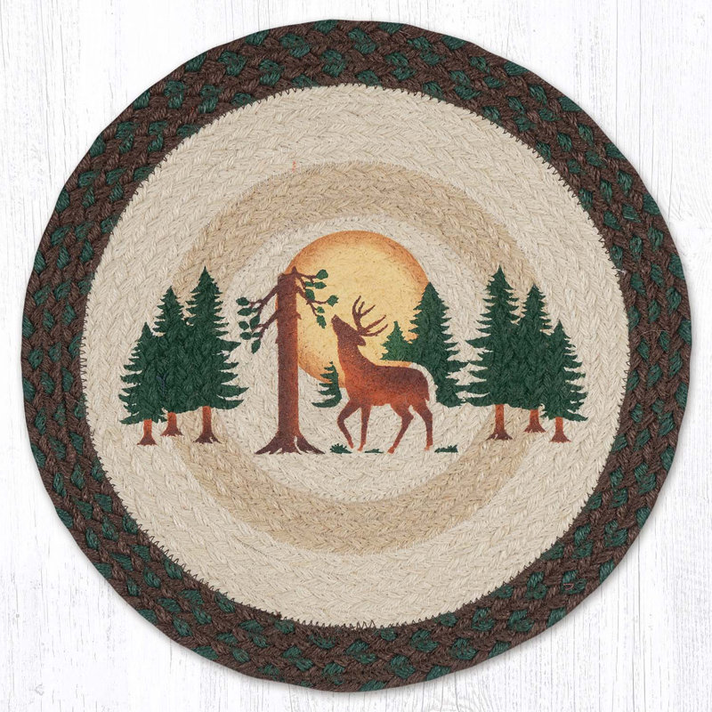  Napperon cerf au clair de lune rond 15 po x 15 po