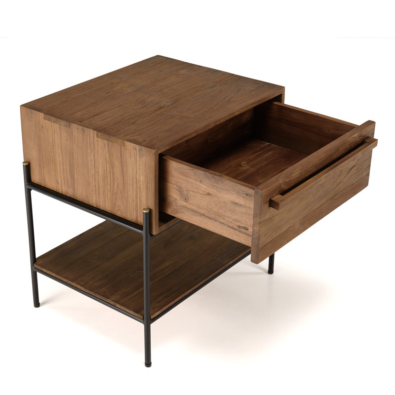 Bedside Table 1 Drawer 1 Shelf In Reclaimed Teak Wood