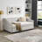 Twin Size Daybed with Twin Size Trundle Upholstered Tufted Sofa Bed, with Button on Back and Copper Nail on Waved Shape Arms-1939760394-1939760395