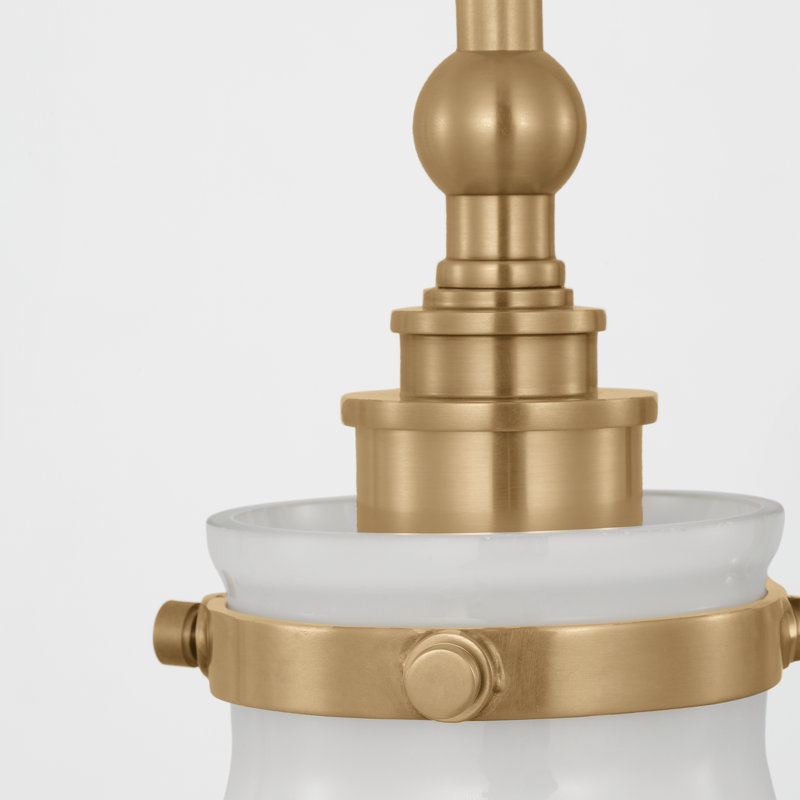 Parkington 1 - Light Pendant, Antique-Burnished Brass, White Glass, 15.5" H x 11" W x 11" D