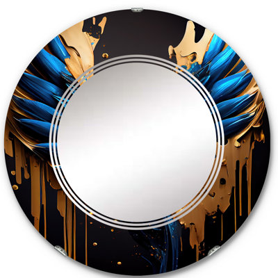 Blue And Gold Angel Wings II - Wings Angel Wall Mirror