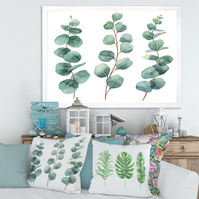 Jeunes feuilles d'eucalyptus et branches I - peinture sur toile