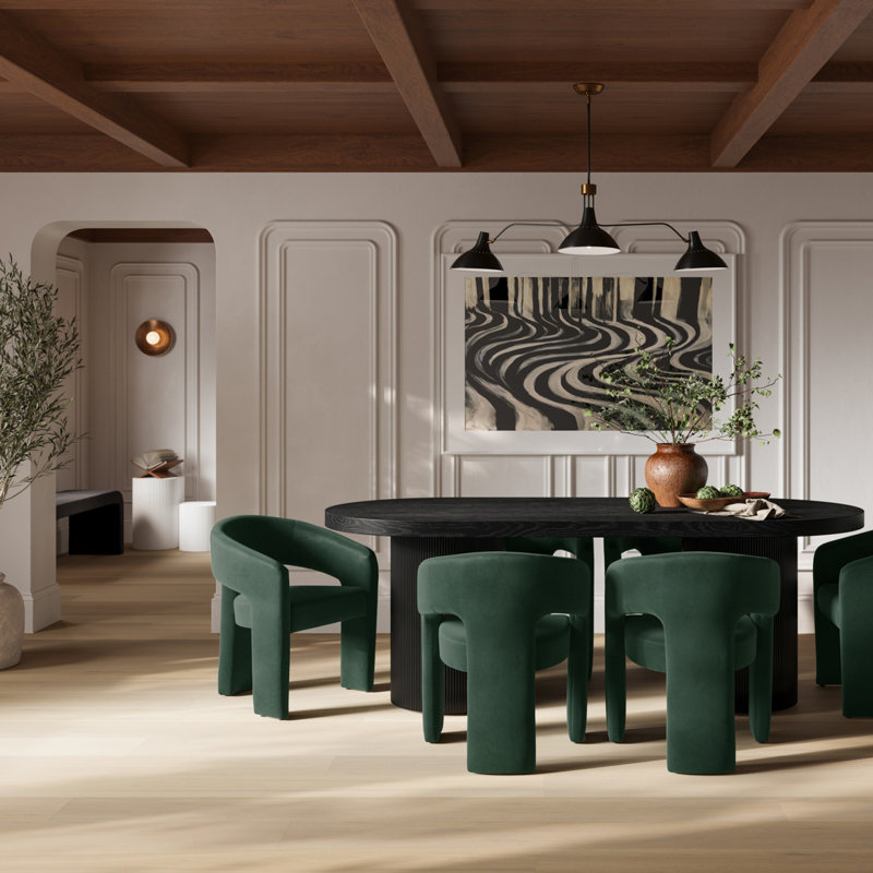 Alba Velvet Upholstered Back Dining Chair, Forest Green