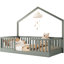 Lit simple à plancher surélevé avec des rails hauts et un lit en bois confortable et sécuritaire-130082265-130082266