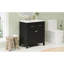 Meuble-lavabo de 76 cm avec lavabo en céramique, armoire noire moderne, 2 portes et étagère en forme de U pour un rangement optimal, espace optimisé