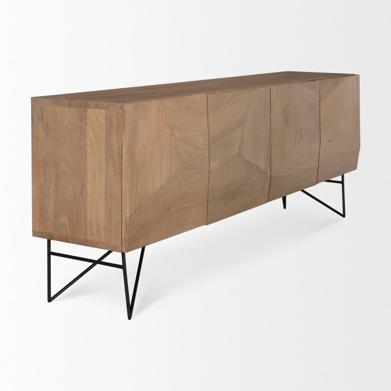 Gainey 80'' Solid Wood Sideboard, Light Brown/Black
