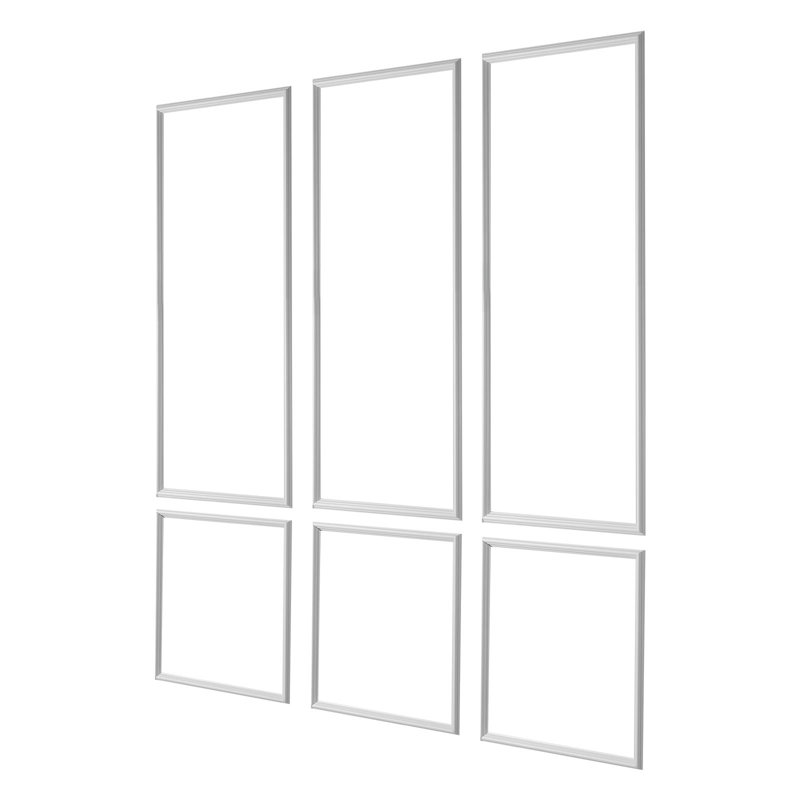 Ensemble de 3 moulures murales, ensemble de lambris, polystyrène léger à peindre, facile à installer et garniture imperméable à large profil pour l'intérieur du salon, de la chambre à coucher, blanc (24 x 54 + 24 x 24 po)