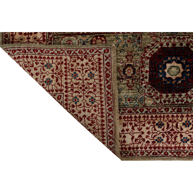 Tapis vert clair noué à la main de haute qualité
