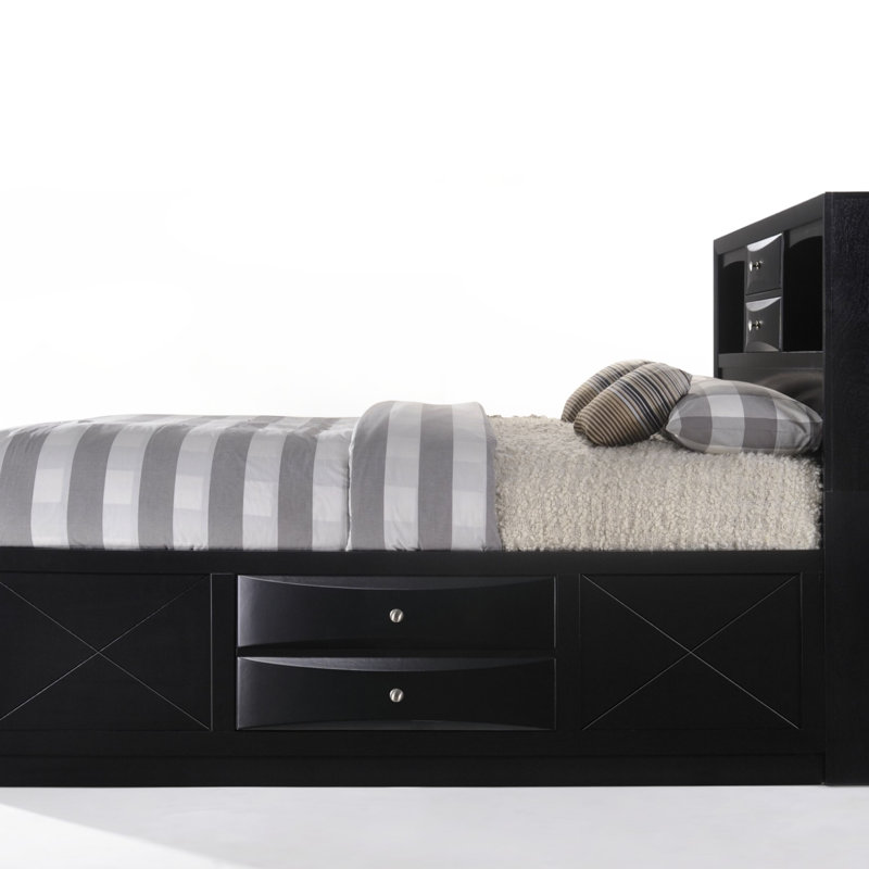 Grand lit Ireland avec rangement, Noir