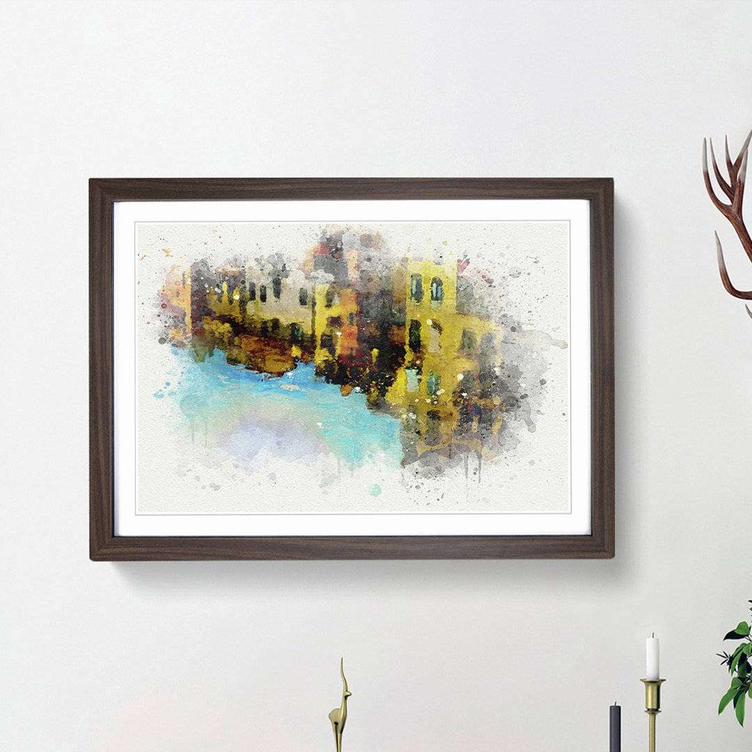 Reflection of Houses in Girona Spain in Abstract - Picture Frame Graphic Art Print