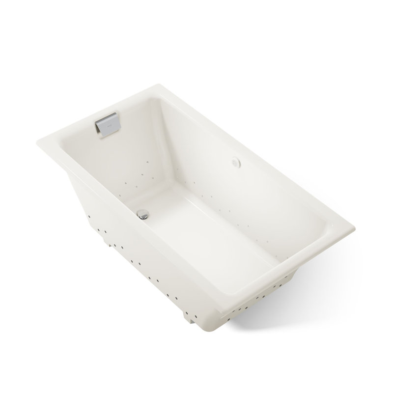 Tea-for-Two 66" x 36" Heated BubbleMassage Air Bath, Biscuit, Polished Chrome