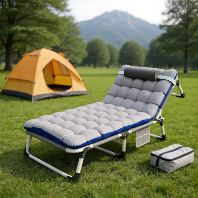 29-Inch Wide Patio Lounge Chair, Adjustable 4-Position With Mattress And Pillow, 440 Lbs Capacity