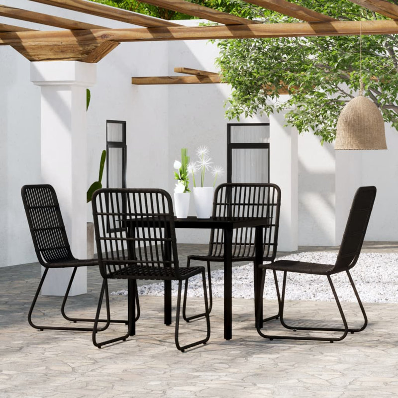 Jananne 4 - Person Patio Dining Set with Square Table, Black