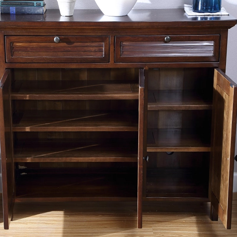 Banc de rangement pour chaussures en bois massif café foncé