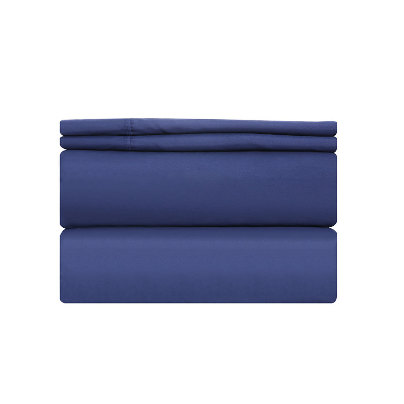 Microfiber Sheet Set, Queen Sheet Set with 2 Pillowcases, Navy Blue