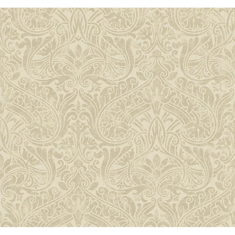  Papier peint damassé Twain Designs, Beige métallique