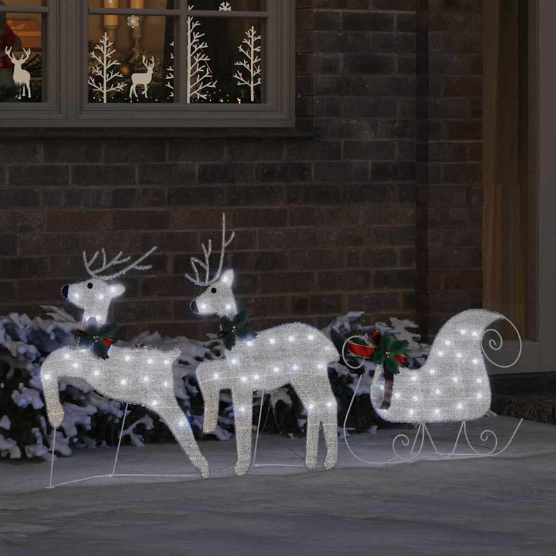 vidaXL LED Reindeers Fabric, Cold White