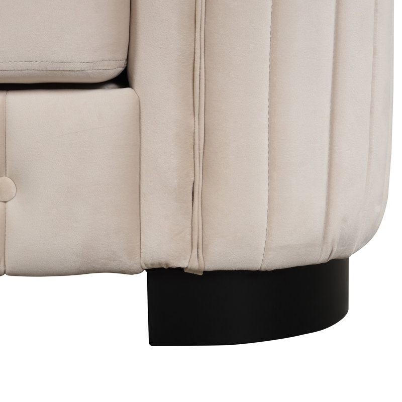Canapé rembourré 3 places Vici, Velours beige