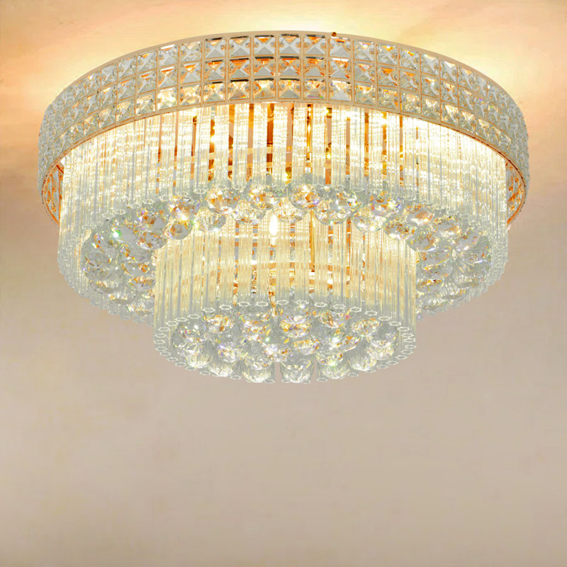 24 luxueux plafonnier à télécommande DEL en cristal 2 couches