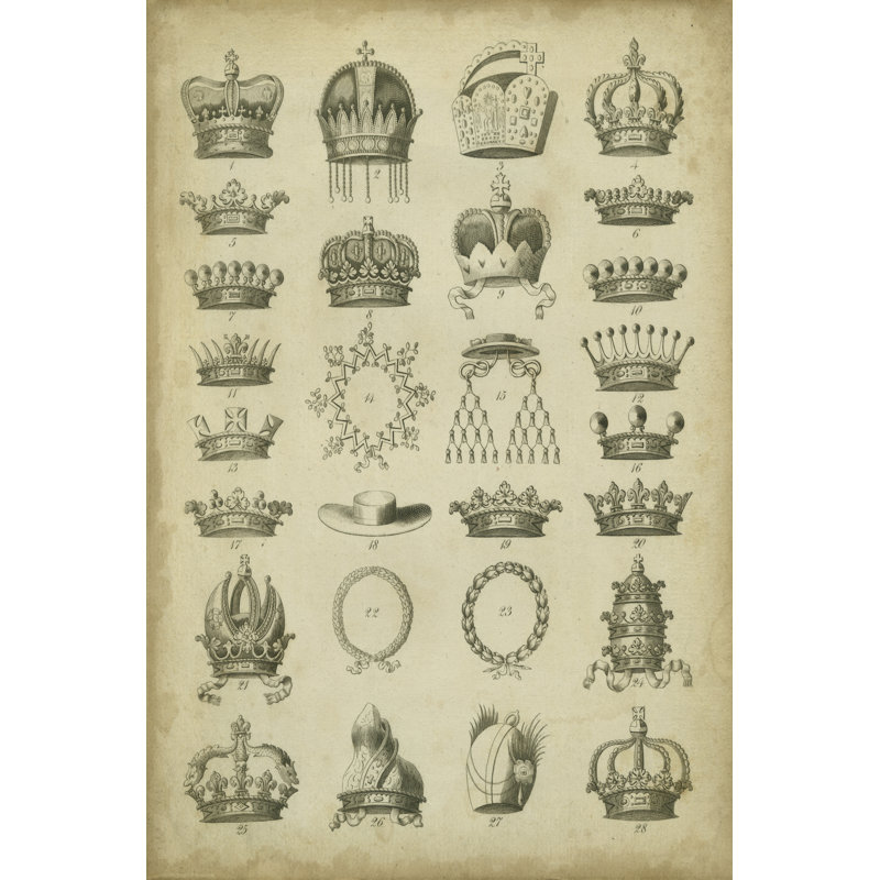 Heraldic Crowns & Coronets III by Milton - Wrapped Canvas Print, 122cm H x 81cm W