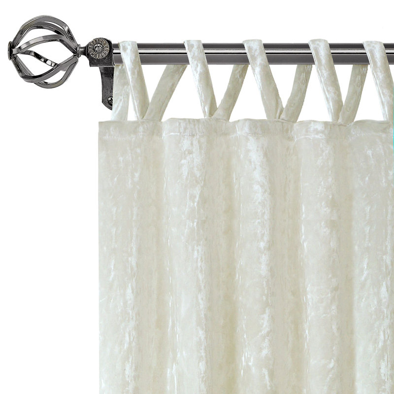 Hemphill Elegant Synthetic Light Filtering Solid Criss-Cross Semi-Sheer Tab Top Curtain Panels, White, 50" W x 84" L