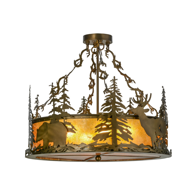 Plafonnier semi-encastré tambour 4 lumières unique