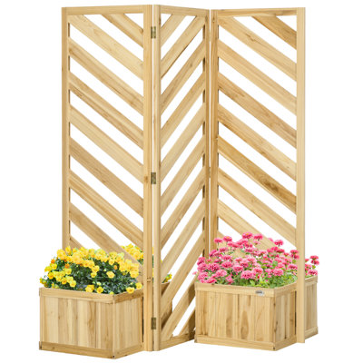 Panneau de clôture extérieur autoportant avec boîte à fleurs pour terrasse, cour, piscine ou patio, lit de jardin pour plantes ou fleurs